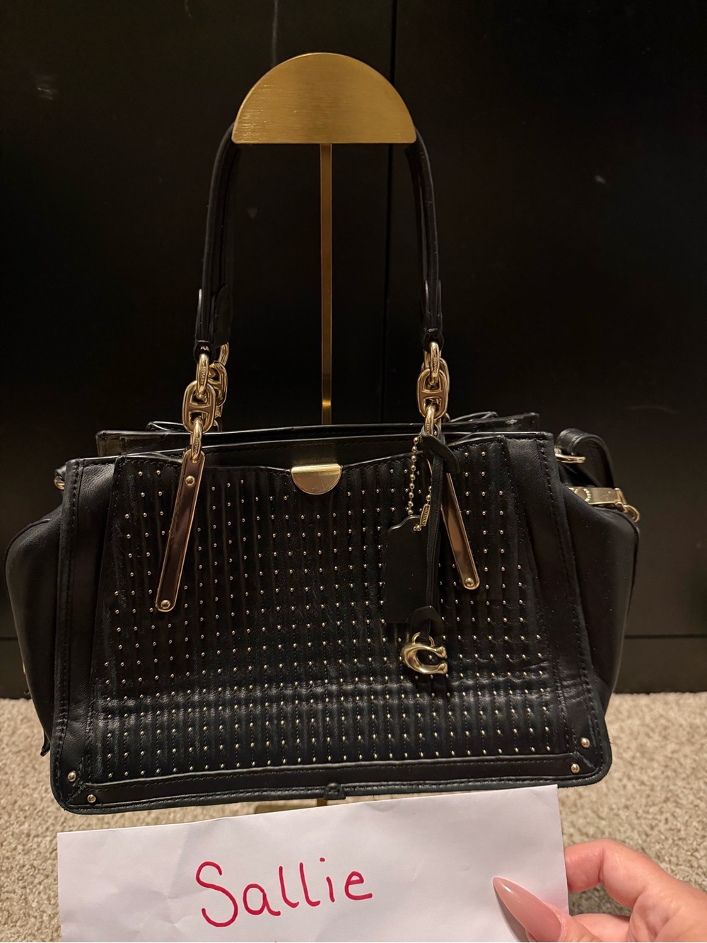 Coach Dreamer Black quilted leather with gold hardware